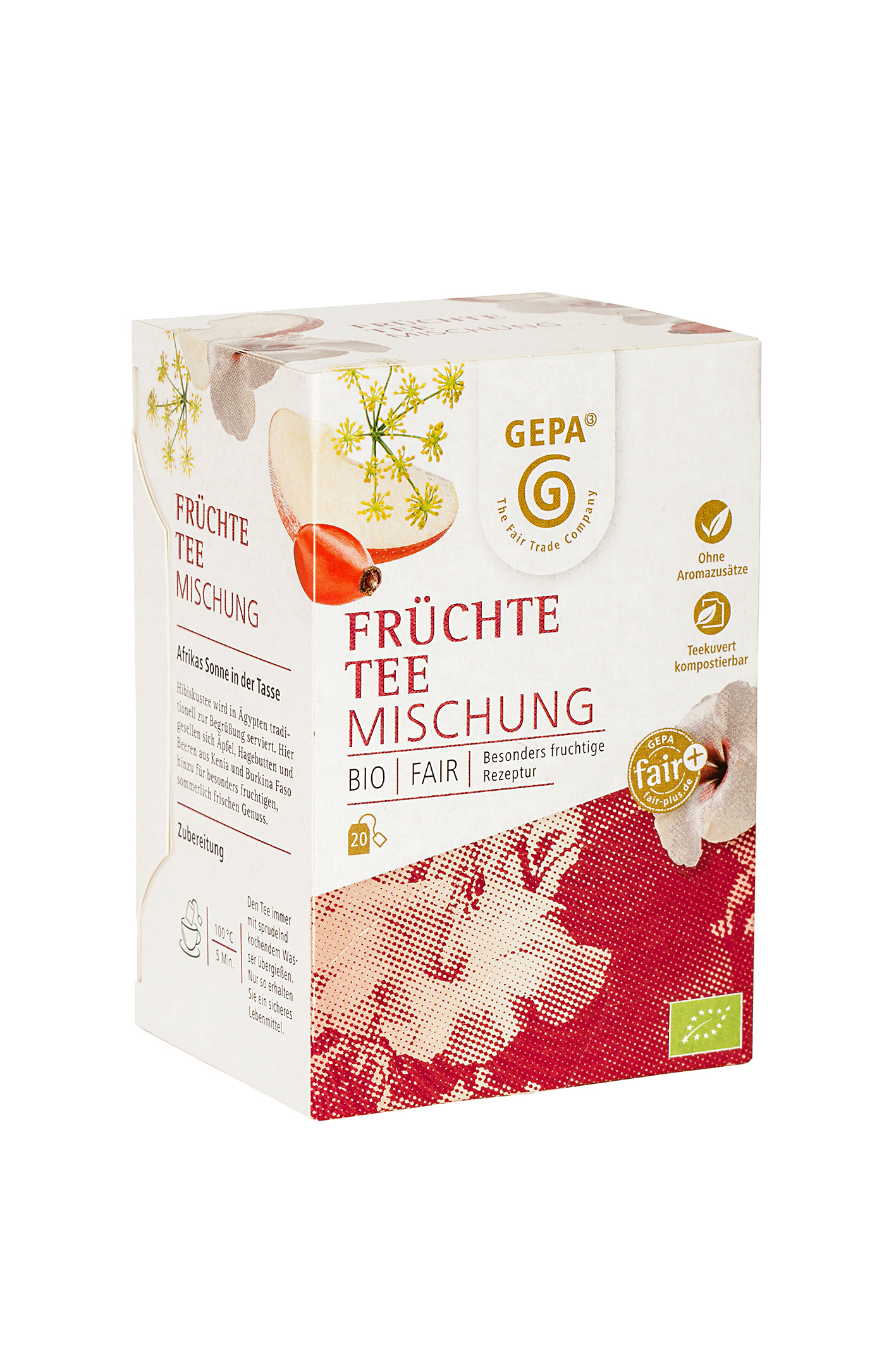 Bio Früchtetee Mischung, Teebeutel