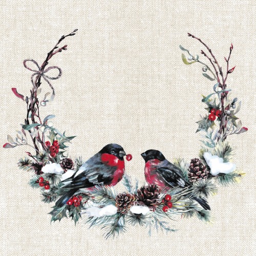 Serviette - Wintervögel