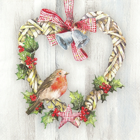 Serviette - Robin in Heart